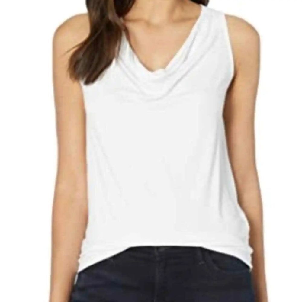 Michael Stars Cowl Neck White Jersey Knit Draped Sleeveless Tank |‎ Size S